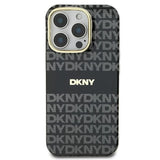 DKNY Repeat Texture Pattern med Stripe-kasse til iPhone 16 Pro Max - sort