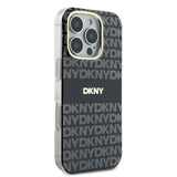 DKNY Repeat Texture Pattern med Stripe-kasse til iPhone 16 Pro Max - sort