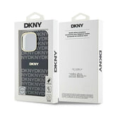DKNY Repeat Texture Pattern med Stripe-kasse til iPhone 16 Pro Max - sort