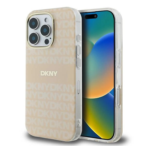 DKNY gentag tekstur mønster med Stripe iPhone 16 Pro Max Case - Pink