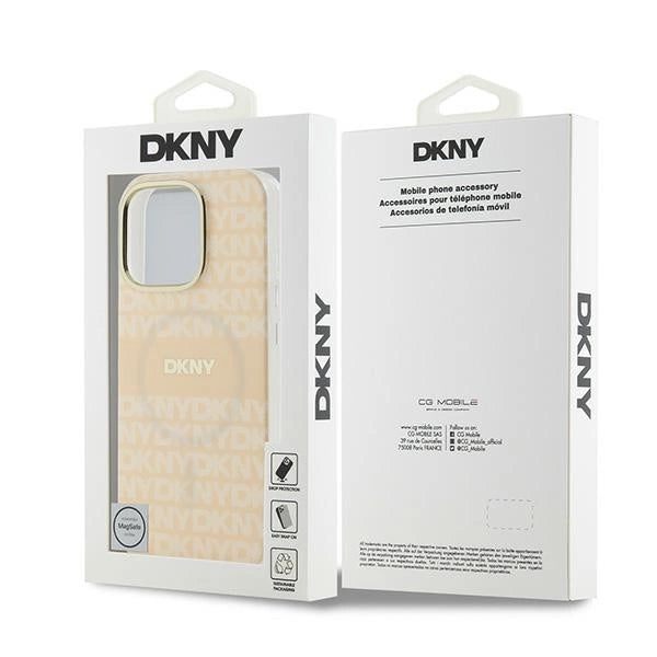 DKNY gentag tekstur mønster med Stripe iPhone 16 Pro Max Case - Pink