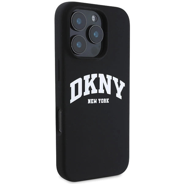 DKNY Silicone White Printed Logo MagSafe Case til iPhone 16 Pro Max - sort