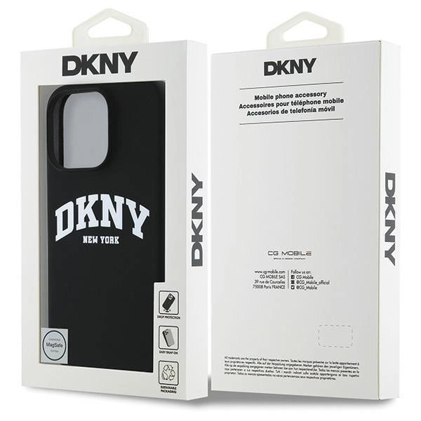 DKNY Silicone White Printed Logo MagSafe Case til iPhone 16 Pro Max - sort