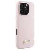 Guess Silicone Script Metal Logo & Frame iPhone 16 Pro Max Case - Pink