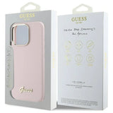 Guess Silicone Script Metal Logo & Frame iPhone 16 Pro Max Case - Pink