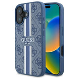 Guess 4G Printed Stripes MagSafe-hylster til iPhone 16 - blå