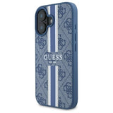 Guess 4G Printed Stripes MagSafe-hylster til iPhone 16 - blå