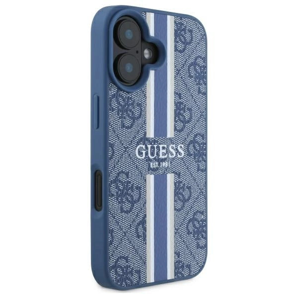 Guess 4G Printed Stripes MagSafe-hylster til iPhone 16 - blå