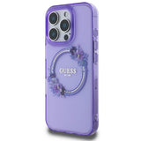 Guess IML Flowers Wreath MagSafe iPhone 16 Pro Max Case - lilla