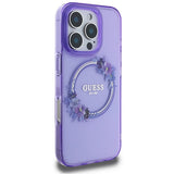 Guess IML Flowers Wreath MagSafe iPhone 16 Pro Max Case - lilla
