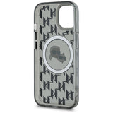 Karl Lagerfeld IML Monogram Karl & Choupette Head MagSafe iPhone 15 Plus Case - Black