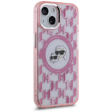 Karl Lagerfeld IML Monogram Karl & Choupette Head MagSafe iPhone 15 Plus Case - Pink