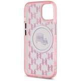 Karl Lagerfeld IML Monogram Karl & Choupette Head MagSafe iPhone 15 Plus Case - Pink