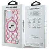 Karl Lagerfeld IML Monogram Karl & Choupette Head MagSafe iPhone 15 Plus Case - Pink