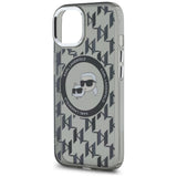 Karl Lagerfeld IML Monogram Karl & Choupette Head MagSafe iPhone 15 Case - Black
