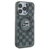 Karl Lagerfeld IML Monogram Karl & Choupette Head MagSafe Case for iPhone 15 Pro Max - Black