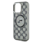 Karl Lagerfeld IML Monogram Karl & Choupette Head MagSafe Case for iPhone 15 Pro Max - Black