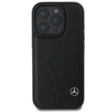 Mercedes MB Curved Stitches Læder iPhone 16 Pro Case - sort