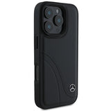 Mercedes MB Curved Stitches Læder iPhone 16 Pro Case - sort