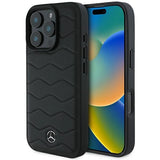 Mercedes MB Waves læder iPhone 16 Pro Case - sort