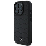 Mercedes MB Waves læder iPhone 16 Pro Case - sort