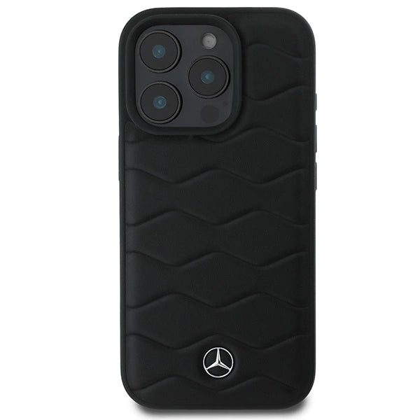 Mercedes MB Waves læder iPhone 16 Pro Case - sort