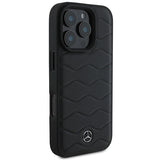 Mercedes MB Waves læder iPhone 16 Pro Case - sort