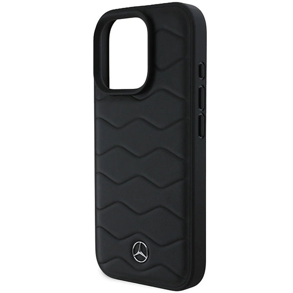 Mercedes MB Waves læder iPhone 16 Pro Case - sort