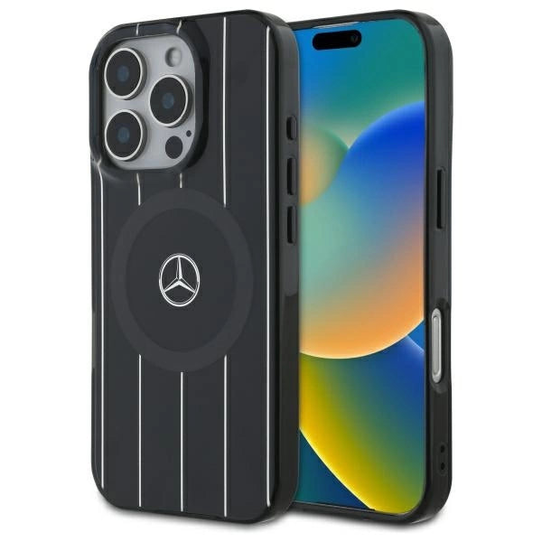 Mercedes MB Double Layer Crossed Lines MagSafe iPhone 16 Pro Case - sort