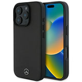 Mercedes Textured And Plain Leather MagSafe case til iPhone 16 Pro - sort