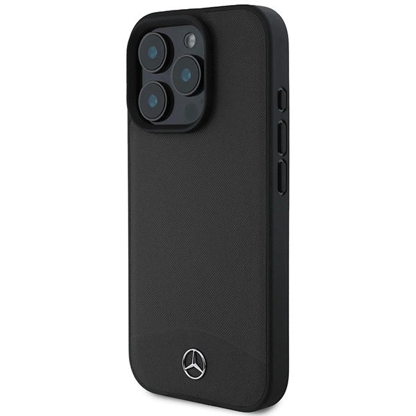 Mercedes Textured And Plain Leather MagSafe case til iPhone 16 Pro - sort