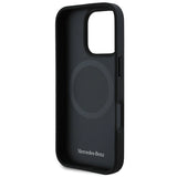 Mercedes Textured And Plain Leather MagSafe case til iPhone 16 Pro - sort