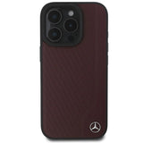 Mercedes MB Wood Imitation Leather MagSafe iPhone 16 Pro Case - rød