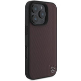 Mercedes MB Wood Imitation Leather MagSafe iPhone 16 Pro Case - rød