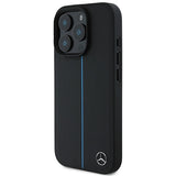 Mercedes MB Blue Line Læder MagSafe iPhone 16 Pro Case - sort