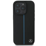Mercedes MB Blue Line Læder MagSafe iPhone 16 Pro Case - sort