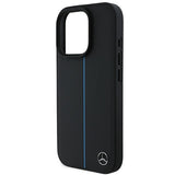 Mercedes MB Blue Line Læder MagSafe iPhone 16 Pro Case - sort