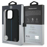 Mercedes MB Blue Line Læder MagSafe iPhone 16 Pro Case - sort