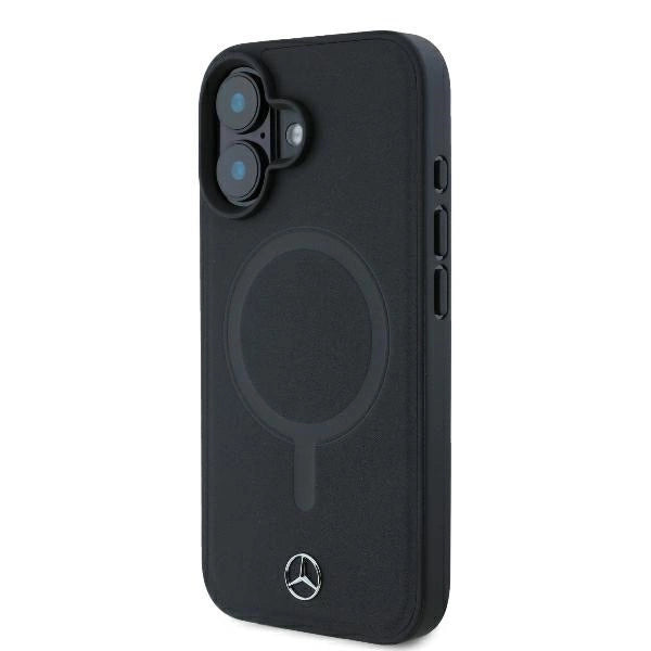 Mercedes Smooth Leather MagSafe iPhone 16 Plus Case - sort