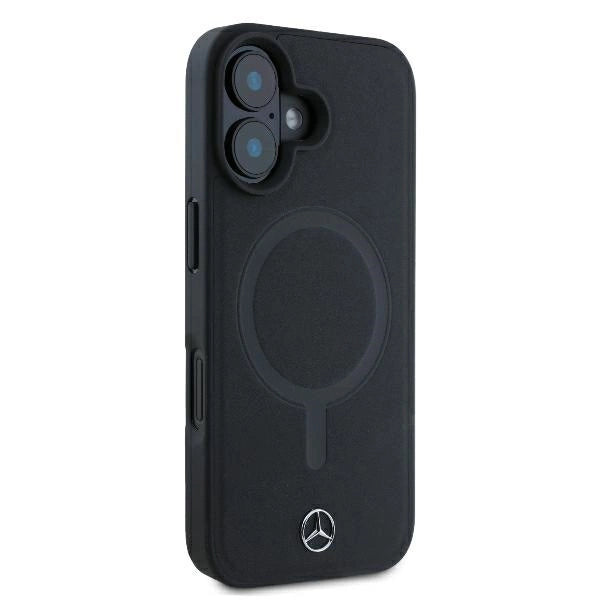 Mercedes Smooth Leather MagSafe iPhone 16 Plus Case - sort