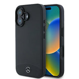 Mercedes Textured And Plain Leather MagSafe case til iPhone 16 - sort