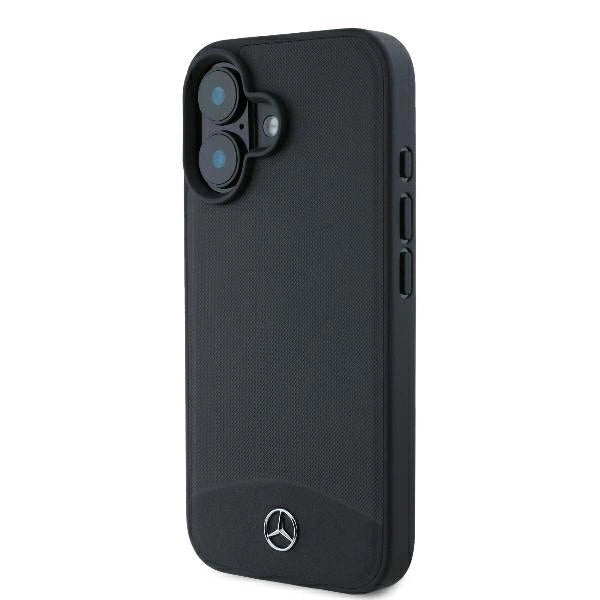 Mercedes Textured And Plain Leather MagSafe case til iPhone 16 - sort