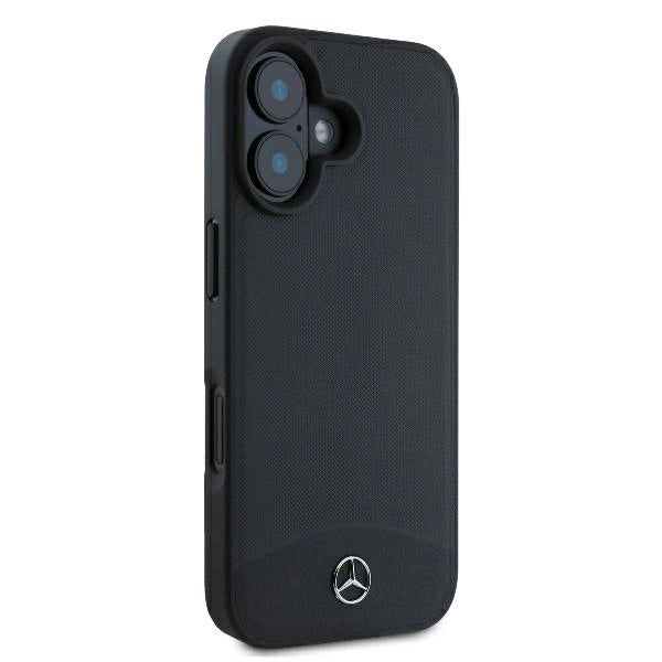 Mercedes Textured And Plain Leather MagSafe case til iPhone 16 - sort