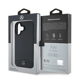 Mercedes Textured And Plain Leather MagSafe case til iPhone 16 - sort