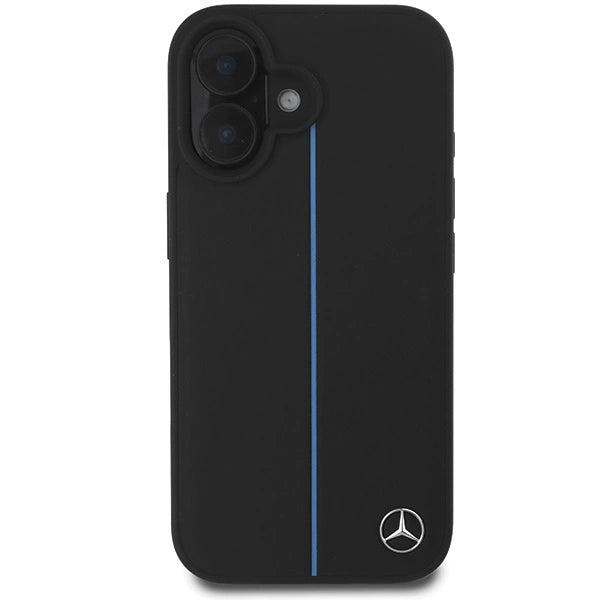 Mercedes MB Blue Line læder MagSafe iPhone 16 Case - sort