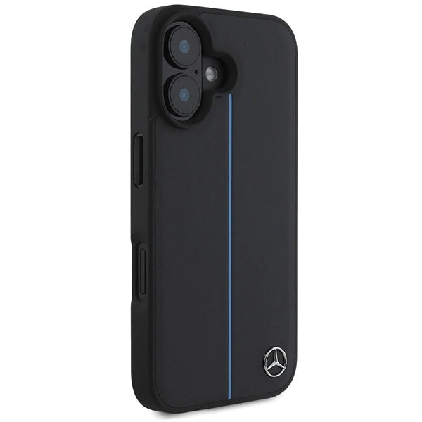 Mercedes MB Blue Line læder MagSafe iPhone 16 Case - sort