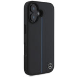 Mercedes MB Blue Line læder MagSafe iPhone 16 Case - sort