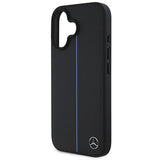 Mercedes MB Blue Line læder MagSafe iPhone 16 Case - sort