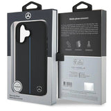 Mercedes MB Blue Line læder MagSafe iPhone 16 Case - sort