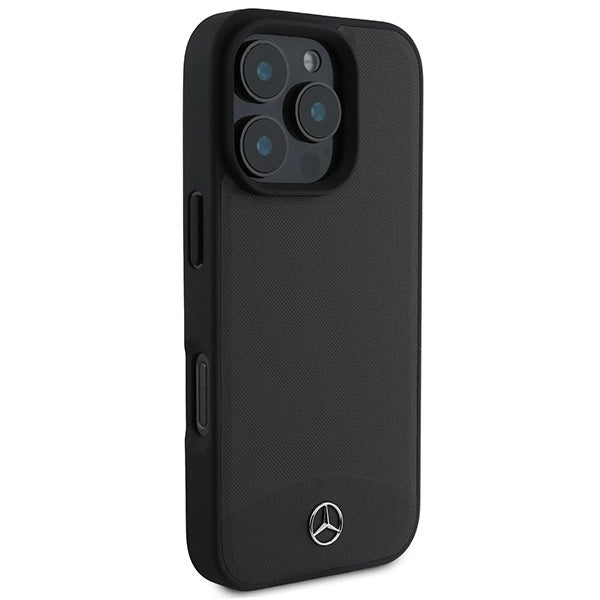 Mercedes Textured And Plain Leather MagSafe case til iPhone 16 Pro Max - sort